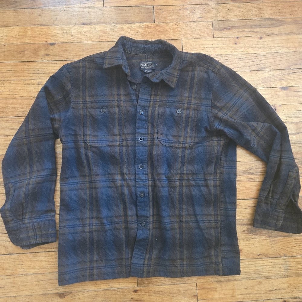 Pendleton Blue And Brown Plaid Button-Up Shirt Wo… - image 2